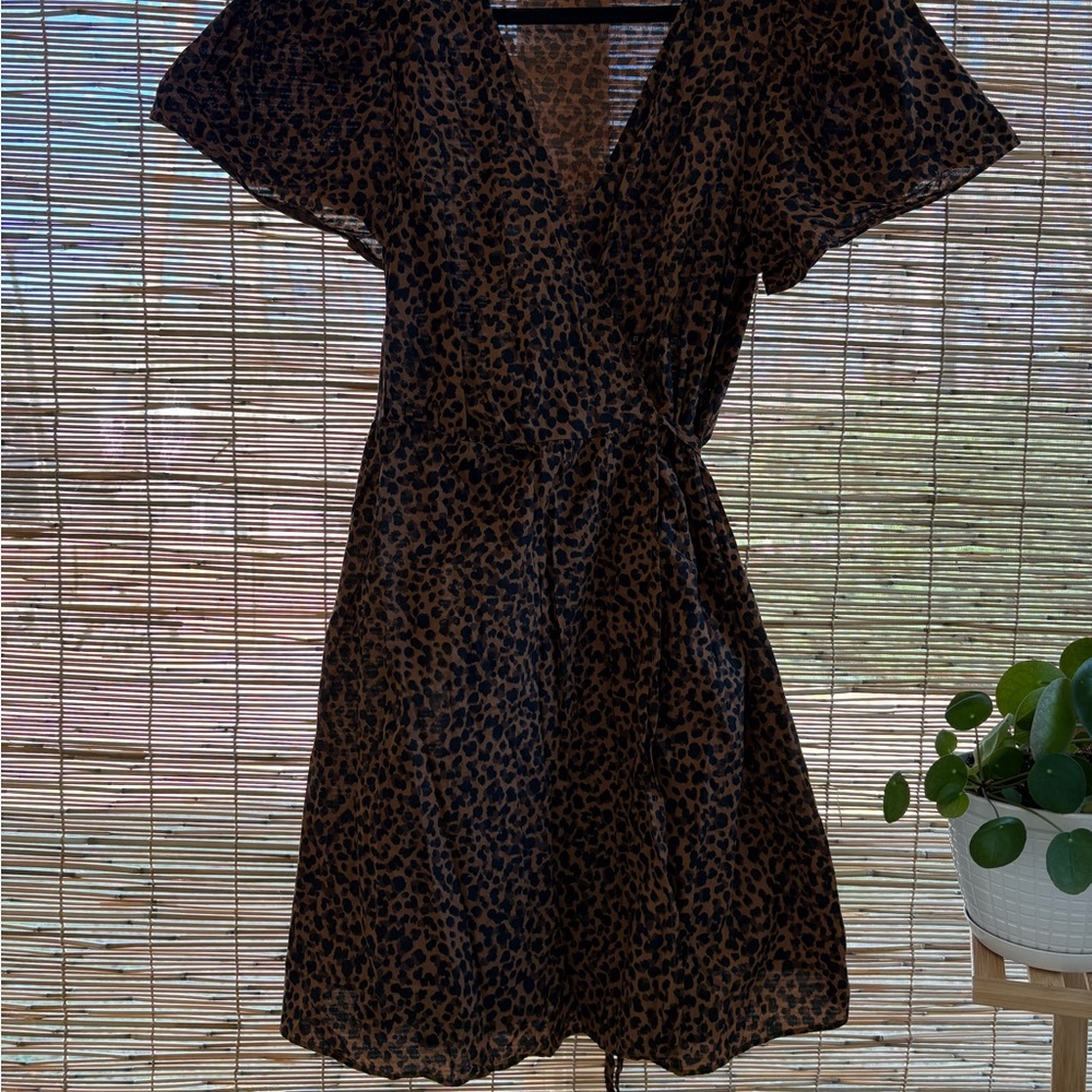 Madewell Leopard Print Wrap-Around Mini Dress